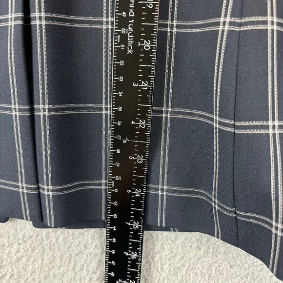 Banana Republic Blazer Womens 2 Navy Academia Preppy Business Plaid Windowpane - Picture 10 of 12